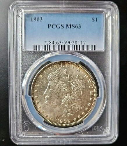 1903年 モルガン銀貨 PCGS MS 63 両面エッジトーニング