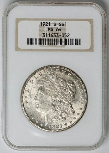 1921年 S モルガン銀貨 NGC MS-64