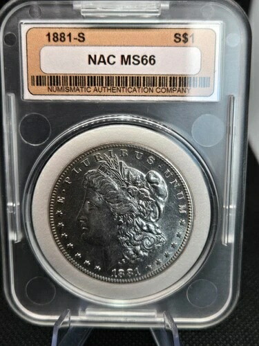 1881-S モルガン銀貨 ? NAC ミントステート ? 輝く光沢 ? 金庫保管