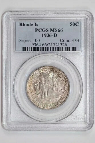 1936-D ロードアイランド記念 500 セント PCGS MS66 PQ!