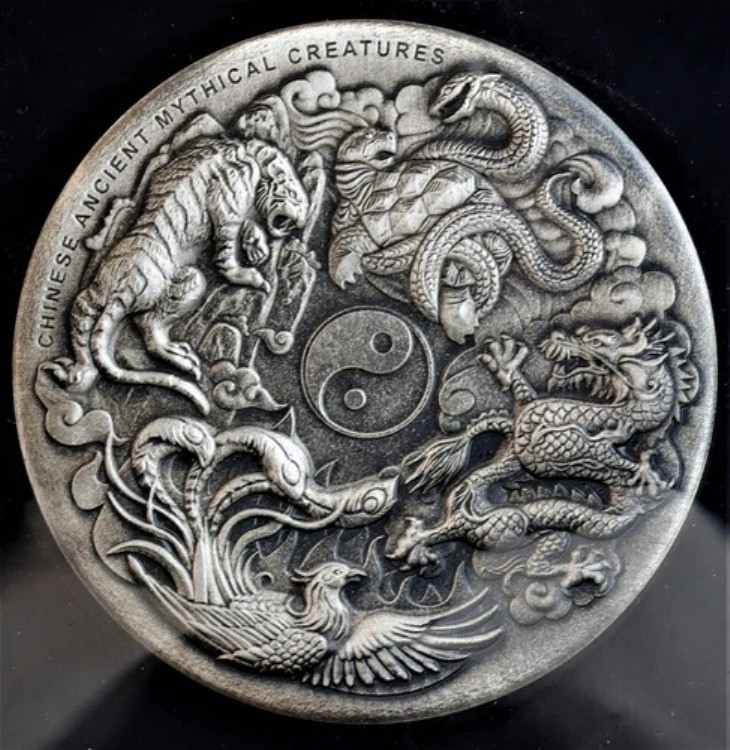 2016年 中国古代神話の生き物 2オンス .999 銀貨 箱・鑑定書付き
