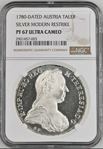 :1780年製 銀貨 1ターラー オーストリア マリア・テレジア NGC MS67 ウルトラカメオ 希少 R4