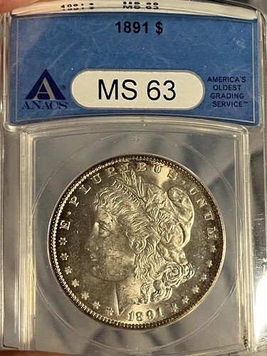 1891年 ANACS MS63 モルガン銀貨 113,850円
