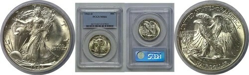 1942-D ウォーキング・リバティ・ハーフダラー PCGS MS-66