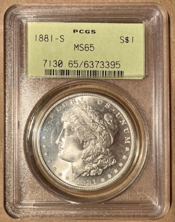 1881-S PCGS MS65 モルガン銀貨 1ドル - OGH - オールドグリーンホルダー