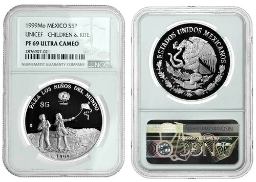 メキシコ 5ペソ 1999年 NGC PF69 UC「ユニセフ - 世界の子どもたちのために」 149,050円
