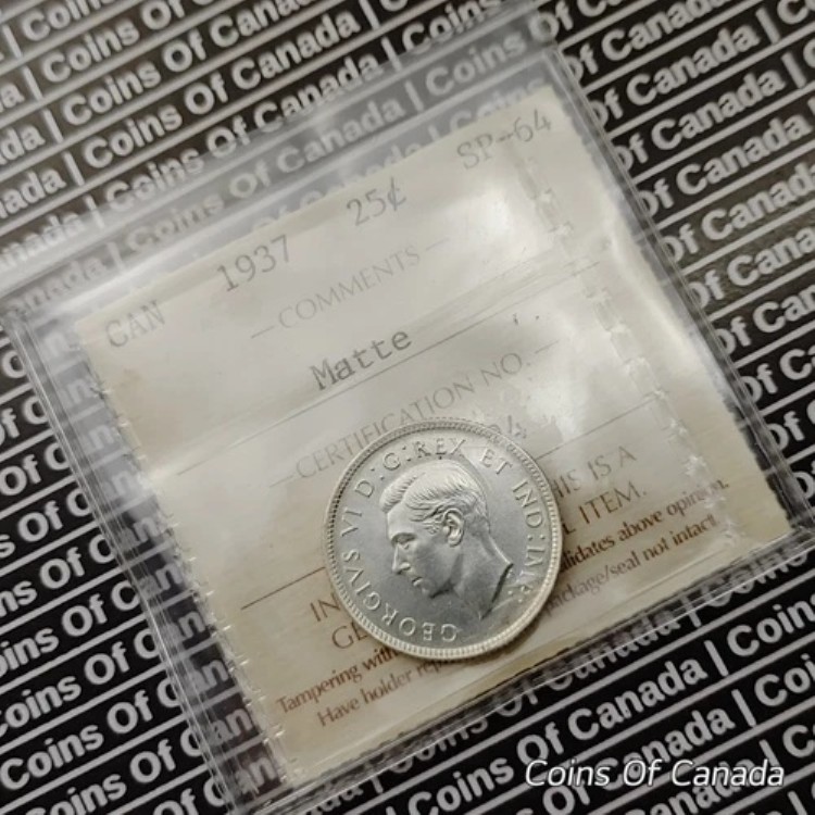 1937年カナダ 25セントクォーター - ICCS SP 64 旧2文字フリップ #coinsofcanada