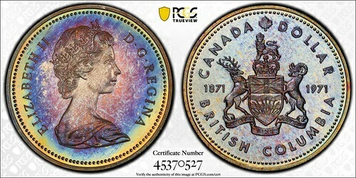 1971年カナダドル銀貨 - PCGS SP67 - レインボートーニング SP 67 #coinsofcanada