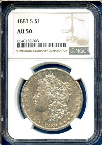 1883 S NGC AU50 モルガン銀貨 1ドル 米国造幣局 希少キーデイトコイン 1883-S AU-50｜WORLD RESOURCE【KING店】
