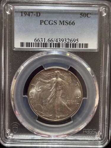 1947年 D ハーフダラー リバティウォーキング PCGS MS-66