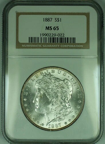 1887年 モルガン銀貨 1ドル硬貨 NGC MS 65 (49)