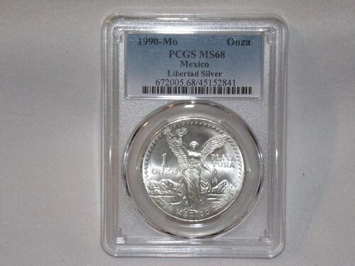 1990-MO PCGS MS68 1 オンザ メキシコ シルバー リベルタード｜WORLD RESOURCE【KING店】