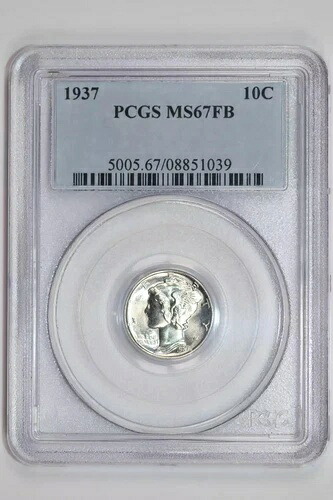 1937年製マーキュリーダイム、PCGS MS67 FB オリジナル！素晴らしい品質！｜WORLD RESOURCE【KING店】