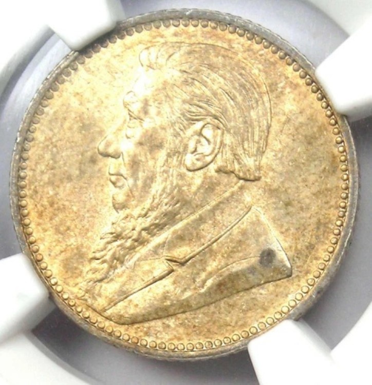 1896年南アフリカ ザール 6ペンス (6D) - NGC MS63 - 希少日付 BU UNC ザールコイン