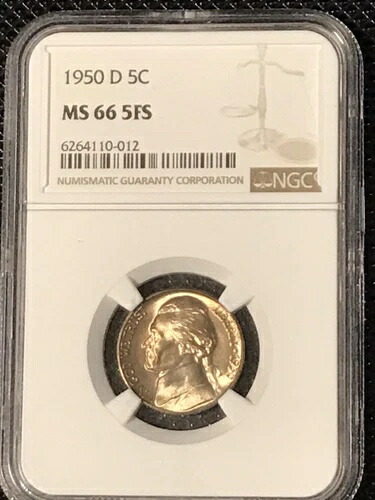 1950-D ジェファーソン ニッケル NGC MS66 5FS **モンスター トナー!!**