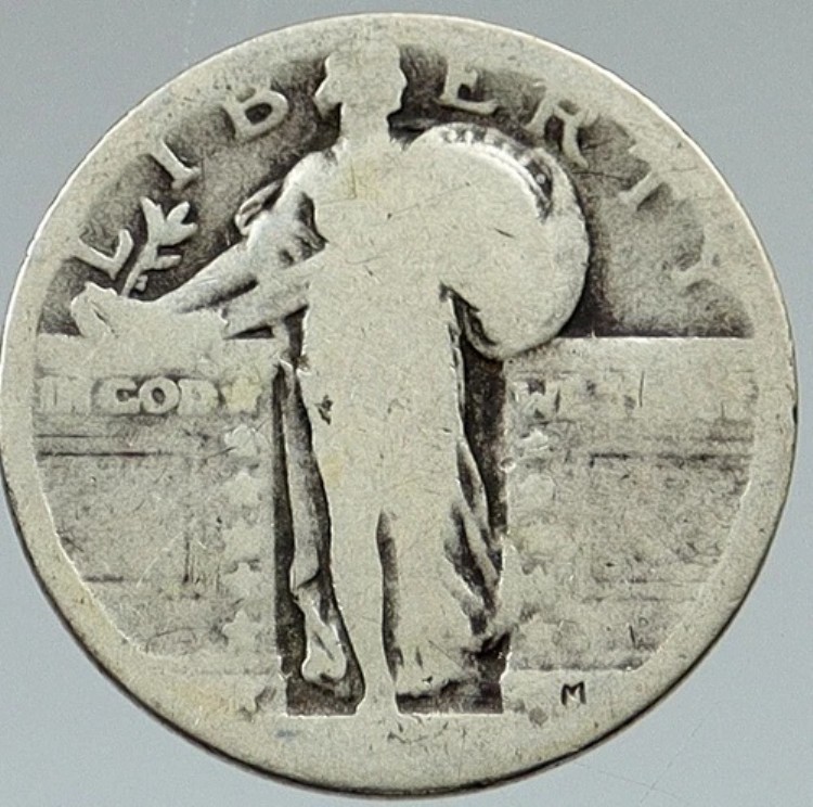 1917-30年 アメリカ合衆国 スタンディング・リバティ オールド シルバー クォーター 25セントコイン i116394
