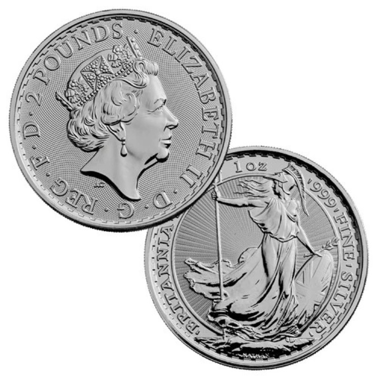 2018年 英国 2ポンド シルバー ブリタニア 1オンス .999 BU