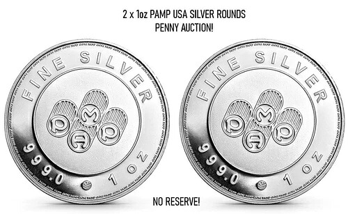 2x 1オンス .999 ファインシルバーラウンド - PAMP USA 地金コイン BU FINE 999.0