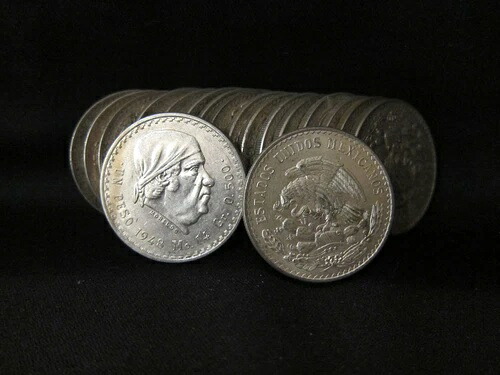 1947年 - 1948年 メキシコ 0.50 銀貨 1 ペソ ホセ・マリア・モレロス AU+ コイン 18 枚セット