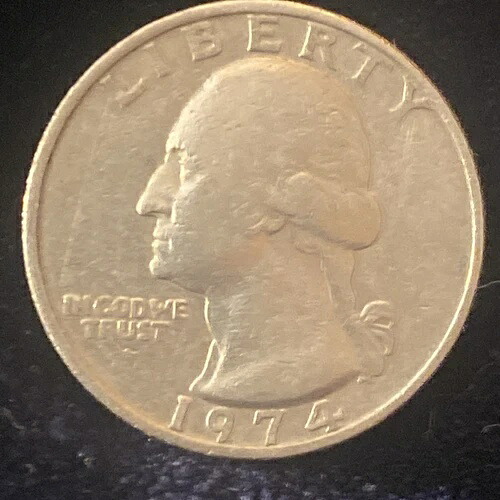 1974年ワシントン25セント硬貨 - 流通品 - ミントマークなし / 未鑑定