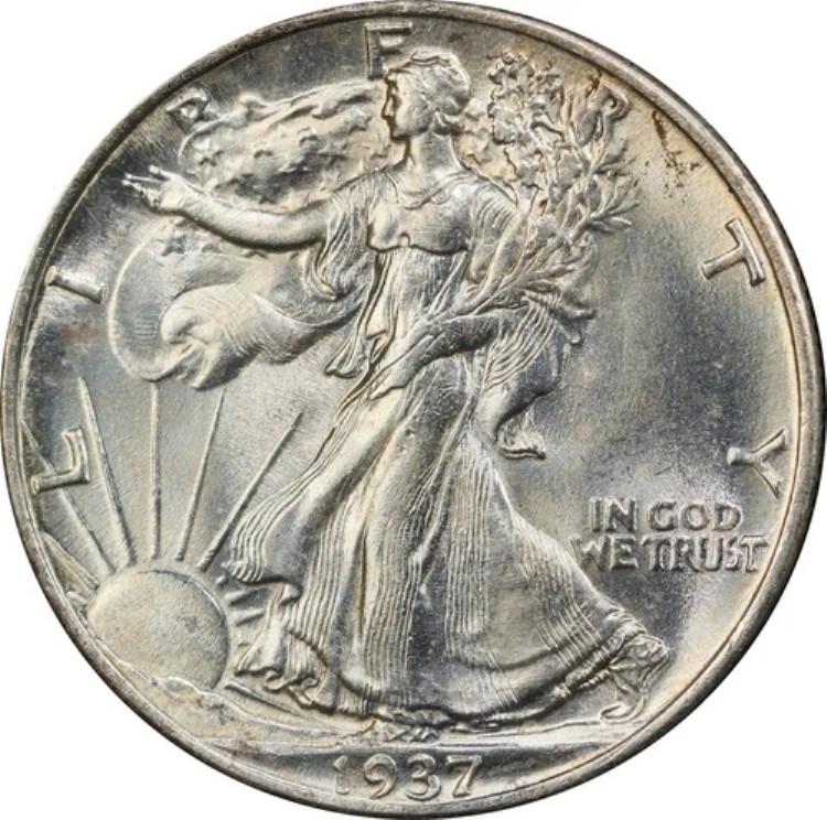 1937年 MS65 ウォーキング・リバティ・ハーフダラー、PCGS 48881358