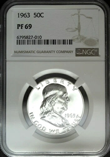 1963 NGC プルーフ 69 フランクリン シルバー ハーフドル ☆☆ セットに最適 ☆☆ 010