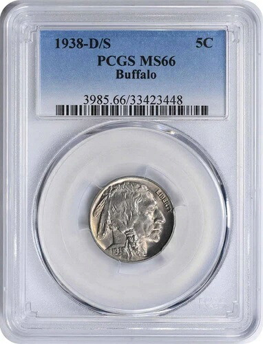 1938-D/S バッファローニッケル MS66 PCGS