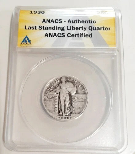 1930年 スタンディング リバティ クォーター ANACS 認定 フルヘッド ジェム 未流通