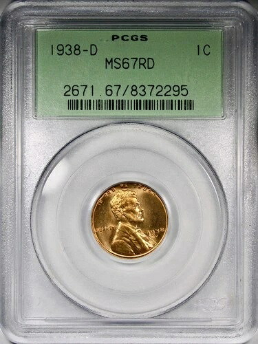 1938-D リンカーン セント PCGS MS67RD OGH オールドグリーンホルダー PQ+|WORLD RESOURCE【KING店】