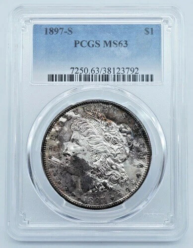 1897-S モルガン銀貨 PCGS MS 63 ユニークトーン表面 - U056