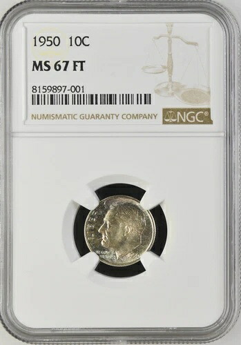 1950年 10セント FB ルーズベルト ダイム NGC MS67FT 8159897-001｜WORLD RESOURCE【KING店】