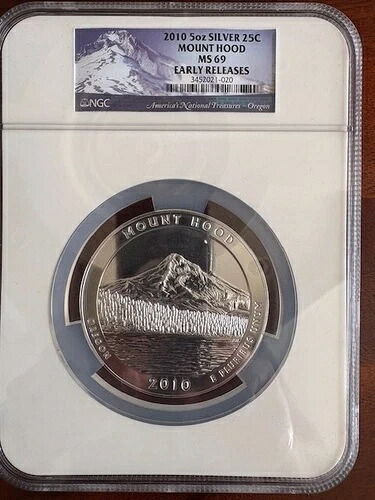 2010年 マウントフッド 5オンス シルバークォーター NGC MS69 早期リリース｜WORLD RESOURCE【KING店】 118,800円