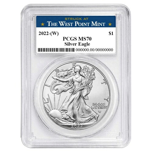 2022年 (W) 1ドル アメリカン シルバー イーグル PCGS MS70 ウェストポイント ラベル