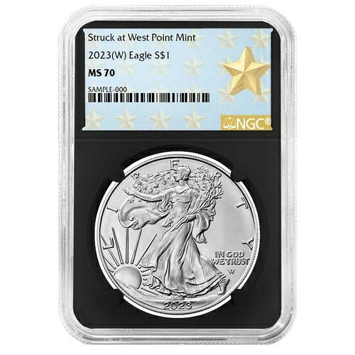 2023 (W) $1 1オンス アメリカン シルバー イーグル NGC MS70 ウェスト ポイント スター ラベル (リトリート付き)
