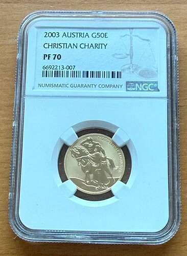 オーストリア 2003年 金貨 50ユーロ NGC PF70 クリスチャンチャリティ