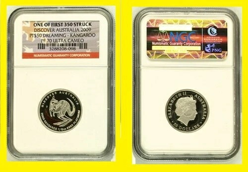 2009 プラチナ オーストラリア ケンガルー ドリーミング 2,000 鋳造 NGC プルーフ 70 1ST 350