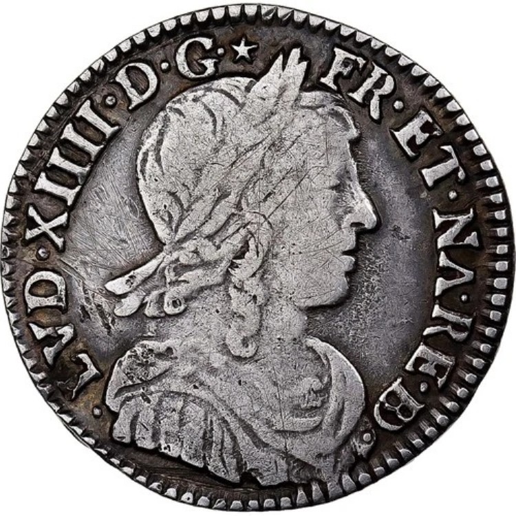 [#864790] フランス、ルイ 14 世、1/12 d'?cu ? la m?che longue de B?arn、1679 年、ポー、R