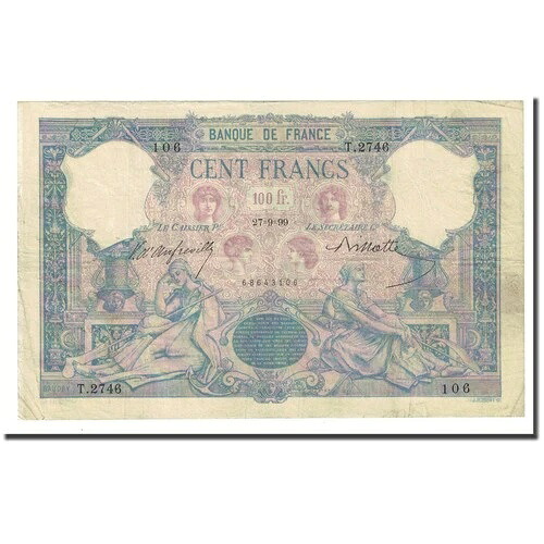 [#172113] フランス、100 フラン、ブルー エ ローズ、1899-09-27、EF、ファイエット:21.12、KM:65