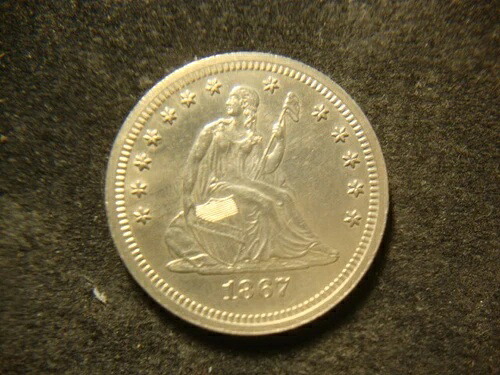 1867年プルーフチョイスソリッドシーテッドリバティクォーター、非常に美しい発行ARX