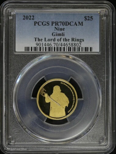 2022年 ニウエ 25ドル 1/4オンス ゴールド プルーフ ギムリ PCGS PR70 DCAM | ロード・オブ・ザ・リング LOTR PF画像
