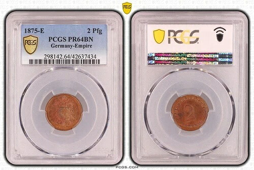 コインエンパイア 2 ペニヒ 1875 E PCGS PR64BN PP プルーフ トップポップ 1/0 nswleipzig