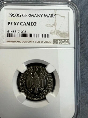 コイン BRD 1 ドイツマルク 1960 G NGC PF 67 カメオ プルーフ PP ショーピース nswleipzig 487,080円