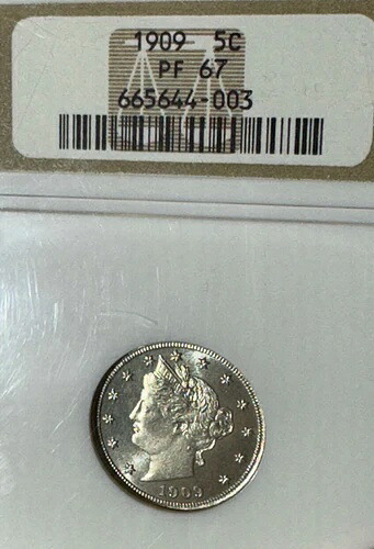 1909年 リバティニッケル 5C NGC プルーフ PF-67 希少