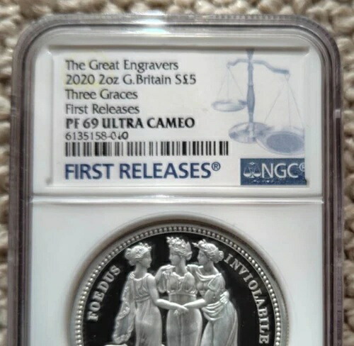 2020年 ロイヤルミント スリー・グレース 2オンス NGC PF 69 UC 初版 シルバープルーフコイン