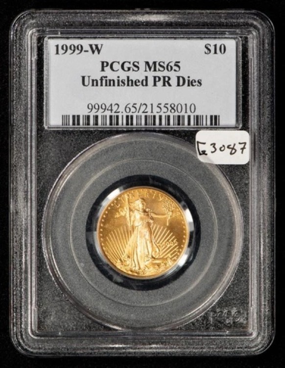1999-W 10ドル 1/4オンス ゴールド アメリカンイーグル 未完成プルーフダイ - PCGS MS 65 - G3087