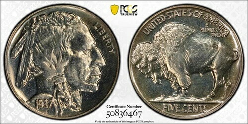 1937年 P PCGS PR66 - バッファローニッケル 5セント米国コイン #51838A