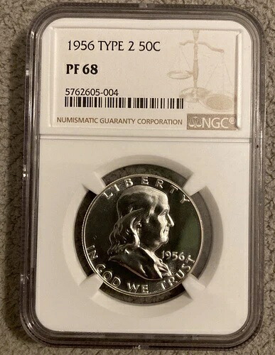1956年製フランクリン・ハーフダラー PF 68 NGC タイプ2、販売します。ぜひオファーを！