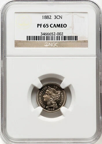 1882 年 3 セント ニッケル - NGC PR65 カメオ - 素晴らしい PQ 標本!｜WORLD RESOURCE【KING店】