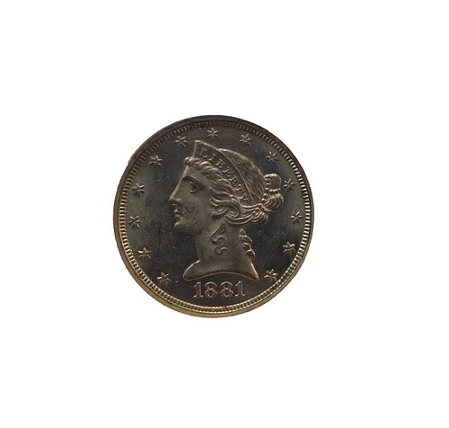 1881年 アメリカ リバティヘッド ゴールド 5ドル 希少 ミントステート