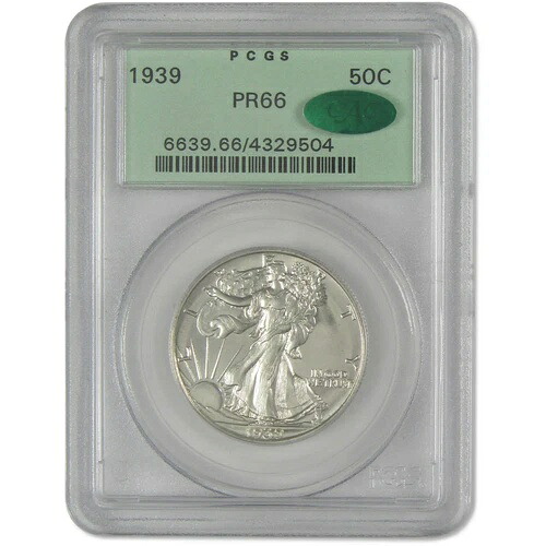1939年 リバティウォーキング ハーフダラー PR 66 PCGS CAC シルバープルーフ 50セントコイン